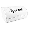 AuldHome White Bread Box; Farmhouse Vintage Enamelware Countertop Bread Bin