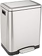 Amazon Basics 30L Dual Bin Soft-Close Trash can with Foot Pedal - 2 x 15 Liter Bins, Stainless Steel