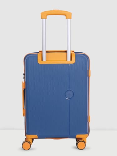 Image of Wiki Zine 8 Wheel Hardside Polycarbonate Trolley by Wildcraft,Large,Navy Yllw