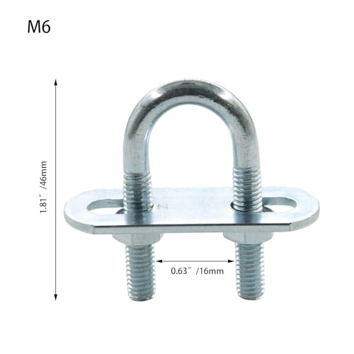 Image of 4 Sets Round U-bolts Carbon Steel Zinc-plated U-bolts with Nuts, Plates, M6x16x46mm
