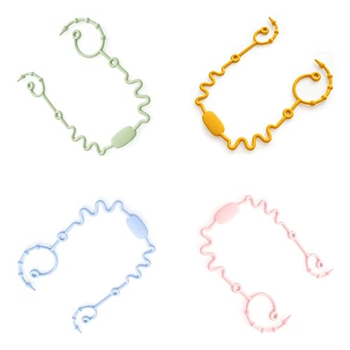 YILKAL 4個セットシリコン製おもちゃストラップ 赤ちゃん用 調節可能なベビーカーストラップ おもちゃ 赤ちゃんの歯固めおもちゃ シッピーカップストラップ ベビーカー ハイチェア カーシート 食品グレード BPAフリー マルチカラー アイテム紛失防止ロ