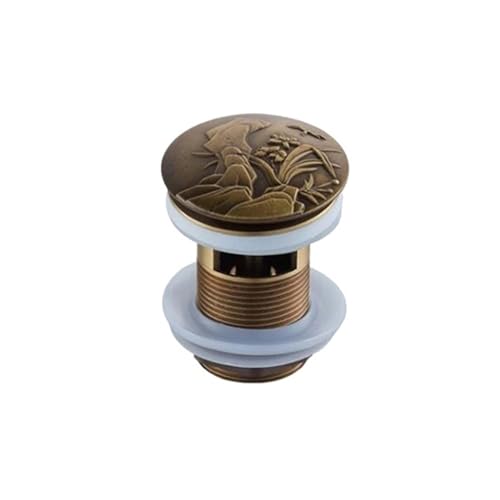 Desagüe Emergente para Lavabo Fregadero for Lavabo de baño, desagüe emergente, tapón residuos Tallado latón Antiguo, escurridor for Fregadero tocador Clic-clac(ZR2023-6)