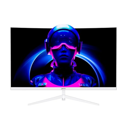Image of GEONIX Argon 32-Inch Curved Full HD Monitor (81.28 cm) 100Hz Refresh Rate, 5ms Response Time, 3000:1 Contrast Ratio, Inbuilt Speaker 2X2W, 1920x1080, White, 3-Year Warranty