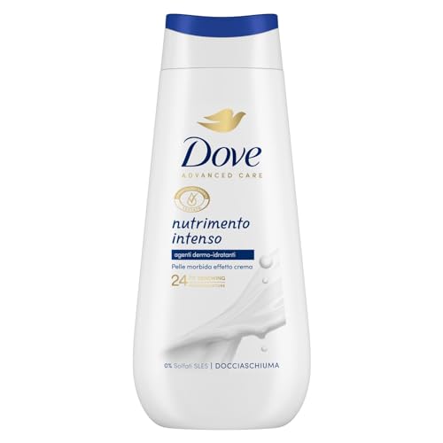 Dove Gel de ducha hidratante intensivo, fórmula suave en el microbioma de la piel, con humectantes vegetales, sin SLES, para mujeres y hombres, 225 ml