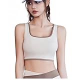 [Ghankga] スポーツブラ レディース 揺れない 上下セット ヨガパンツ ハイウエスト ヨガブラ ハイサポート ノンワイヤー ブラジャー トレーニング 吸汗速乾 伸縮性 おしゃれ 完璧な形状 快適な動き ベージュ-M