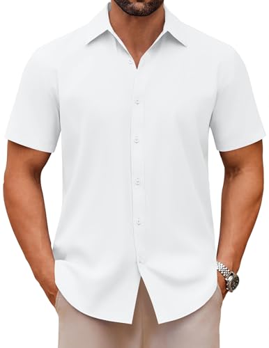 COOFANDY Men's Casual Button Down Shirts Short Sleeve Summer Untucked Dress Shirts