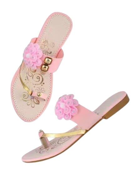 stylish Women's Printed Canvas Flats with Open Back Comfortable Daily use Sandals pink 8-picture-52