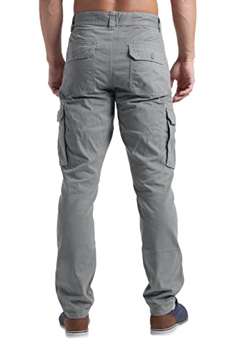 Mens Cargo Pants Casual Regular Fit 100% Cotton Multi Pockets Outdoor Hiking Security Work Pants Sizes 32W-44W3