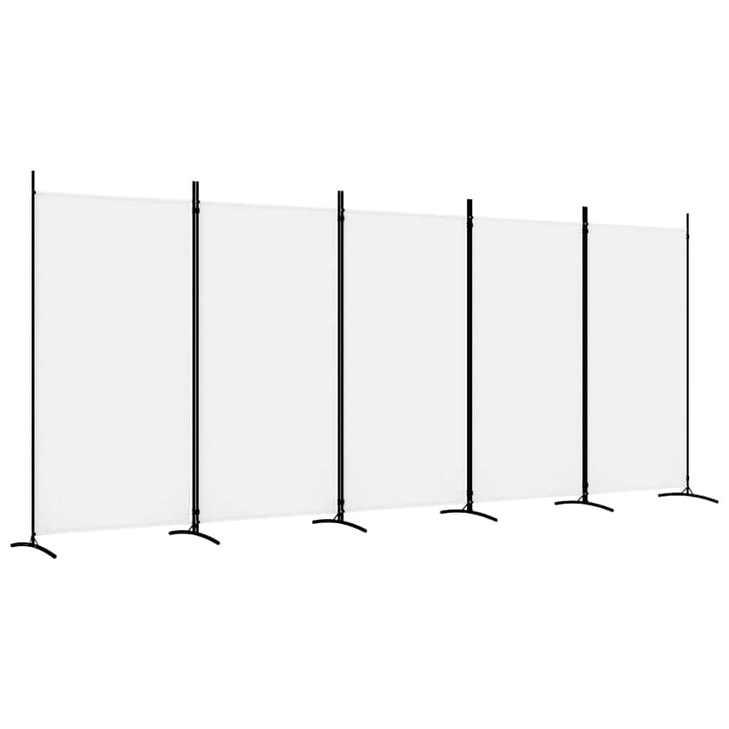 vidaXL Cloison de séparation 5 Panneaux Blanc 433x180 cm Tissu