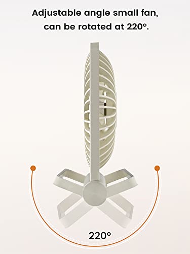 Ferrisa Desk Fan, Small But Powerful, Portable Fan Battery Operated, 220° Tilt Folding Ultra Quiet Person Mini Fan, Strong Wind, 3 Speed Adjustable For Home Office Desktop Travel Camping (Beige) #TOP6