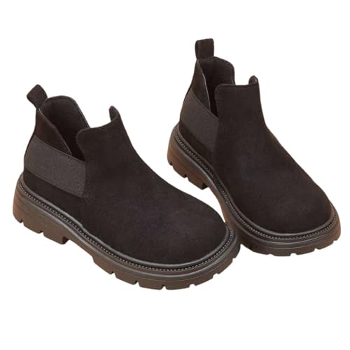Girls’ Fashion Boots – Soft Suede Slip-On Chelsea Style for Kids (black, US Footwear Size System, Big Kid, Numeric, Medium, 2)