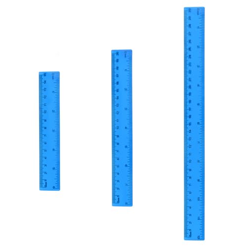 Image of 3Pcs Blue Clear Plastic Ruler 30cm 20cm 15cm /12, 8, 6 Inches Long Ruler, Colored Shatterproof Transparent Straight Rulers Set Measuring Tools for Students School Supplies Gift Offices Home Classroom