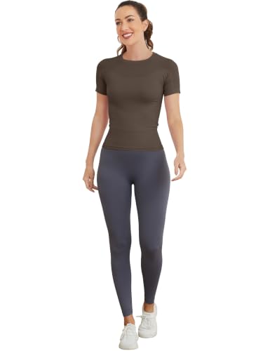Image of MathCat Seamless Workout Tops for Women Short Sleeve T-Shirt | Slim Fit, Compression, Quick Dry, Lightweight, Mesh Vents, Chafe-Free, Hip Length, Workout, Yoga, Running, Athletic