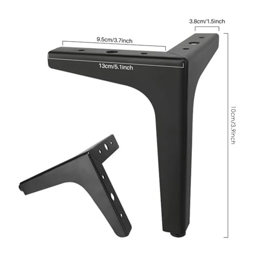 Set of 4 Furniture Feet, Black Metal, Table & Cabinet Legs, Triangle Table Legs, 10 cm TV Lowboard Furniture Feet - Image 2