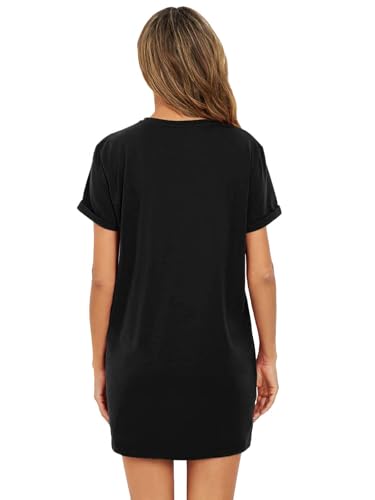 Milumia Women Casual Short T Shirt Dress Short Sleeve Straight Mini Tee Shirt Dress2