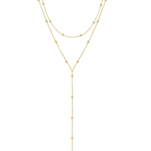 Chaîne longue en Y pour femmes, Colliers Or élégants pour femmes, Bijoux tendance empilés