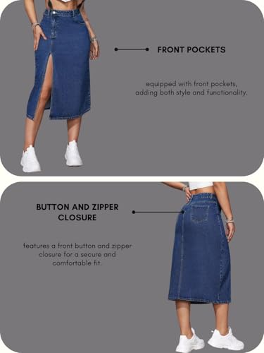 Image of GRECIILOOKS Denim Skirt for Women | Long Skirt for Women | Skirt for Women | Denim Skirt for Women Long | Pencil Skirt for Women