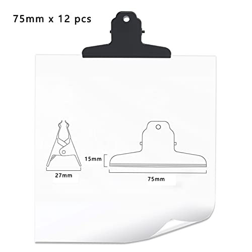 GUOKOFF Large Metal Bulldog Clips, 12 Pcs 75mm Bulldog Clip - Image 2