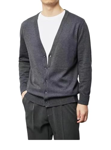 Winter Men's Cashmere Blend Cardigan Sweater Casual Single-Breasted V-Neck Knitted Cardigan