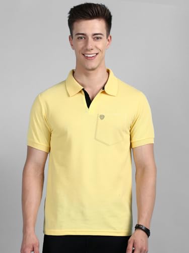 Image of Lux Cozi Men Cotton Regular Fit Polo Neck Half Sleeve Solid Casual T-Shirt with Chest Pocket | Pack of 2 |