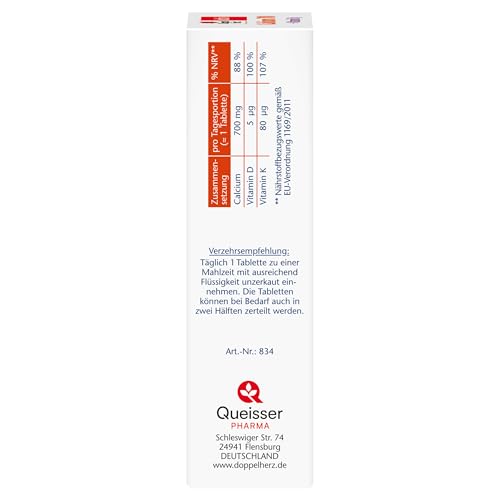 Doppelherz Calcium 700 + Vitamin D3 – Calcium zur Unterstützung des normalen Knochenerhaltes – 30 Tabletten