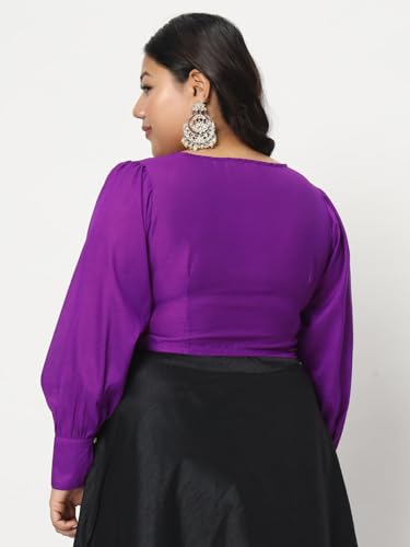 Image of studio rasa Women's Plus Size Chroma Button Down Crop Top for Wedding Festive Party
