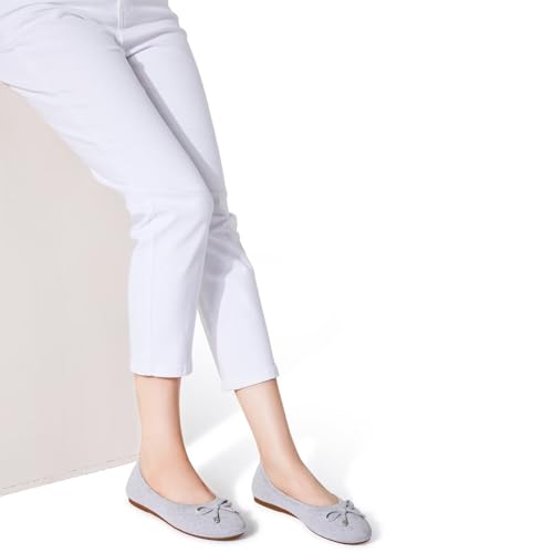Image of Frank Mully Women's Ballet Flat Shoes Knit Dress Shoes Round Toe Slip On Ballerina Flats for Woman Low Wedge Comfort Soft