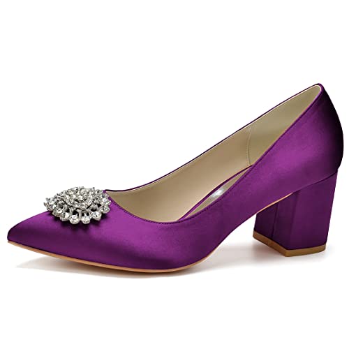 Chaussures à enfiler pour femme de 6 cm de talon pointu en satin violet 39
