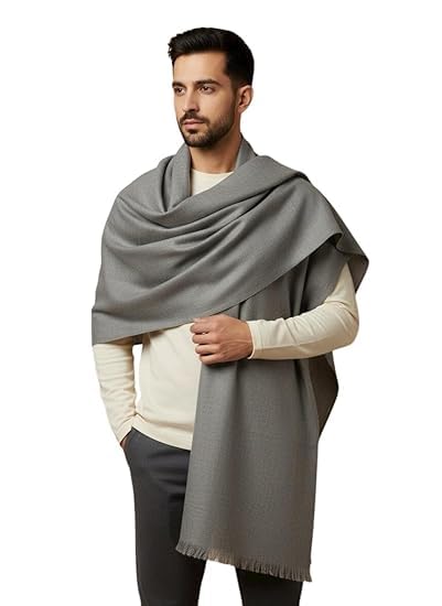 cotton silver Luxury Grey Woolen Lohi Shawl for Men, Soft Wool, Traditional Embroidered, 80l X 30w Inch-picture-52