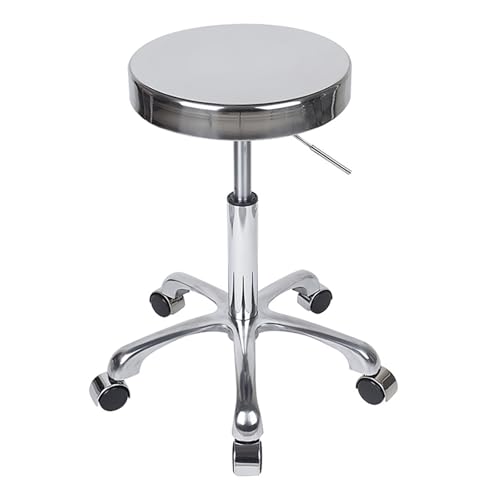ZHAOYONGLI-End Tables Stainless Steel Stool, 360° Rotation,Height Adjustable, with 5 Wheels, Upgraded Medical Stool.