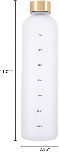 Miniatura 10 de Eforcase Botella de agua de plástico de 32 onzas, botella de agua delgada con marcador de tiempo, 1 litro de gran capacidad marcado con tiempo lindo