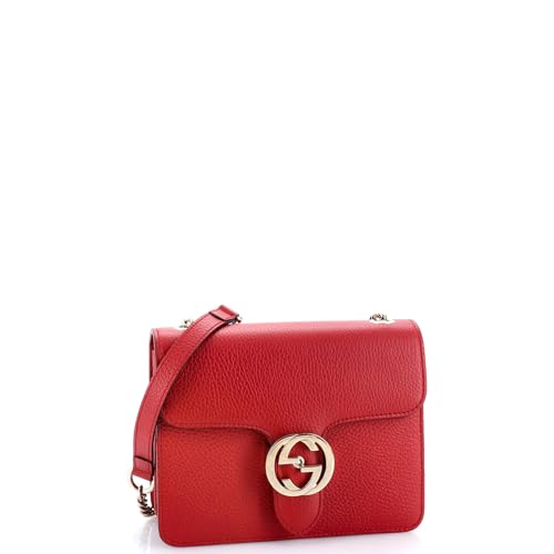 Pre-Loved Interlocking Shoulder Bag Leather Small, Red2