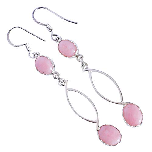 Boucles d'oreilles opale rose argent anti-allergie pour oreilles sensibles
