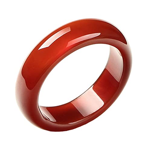 BXSMNH Red Jade Rings for Men Women, Natural Red Agate Ring Genuine Chinese Style- Good Luck Jewelry (Size : 7)
