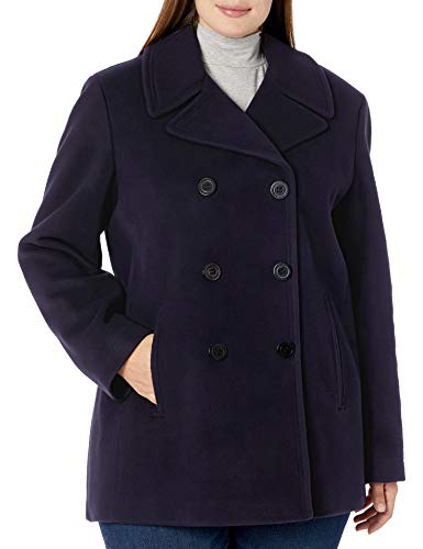 Calvin Klein Plus Sized Womens Double Breasted Peacoat, MID, 1X