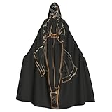 EVSvcxz Illustration Art Of Black Mädchen Umhang mit Kapuze für Halloween, Cosplay, Kostüm, 147 cm Länge, Hexe, Vampir, Robe
