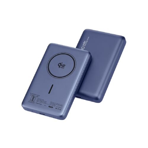 Image of Neopack Rapid Pro Magsafe Power Bank 10000 mAh with 25W Fast Wireless Charging | QI2 Technology | LED Indicator | Strong Magnetic Hold | USB-C in & Output Compatible with iPhone 12 & New Models, Blue
