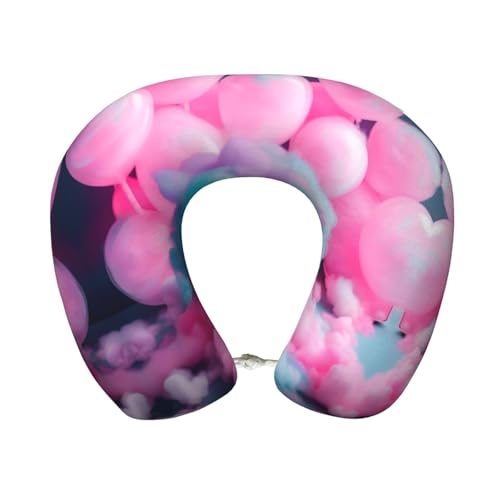 Almohada de Viaje con Espuma de Memoria y Fondo Rosado