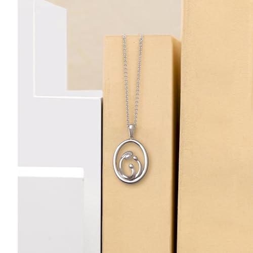 Jewelili Sterling Silver Mom and Children Pendant Necklace4