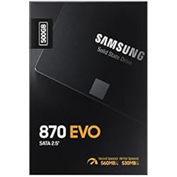 Samsung SSD 870 EVO, 500 GB, Form Factor 2.5”, Intelligent Turbo Write, Magician 6 Software, Black
