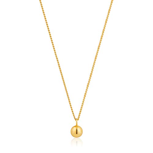 ANIA HAIE 925 Sterling Silver Simplistic Metal Ball Bead Bola Harmony Pendant Necklace for Women, Gold Plated