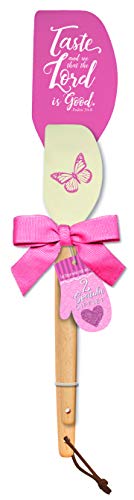 Divinity Boutique Taste and See Pink Butterfly 12 x 3 Silicone and Wood Spatulas Gift Set