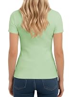 Cuptacc T Shirt Damen Rundhals Kurzärmeliges Eng Oberteil Mintgrün XS – Ansicht 5