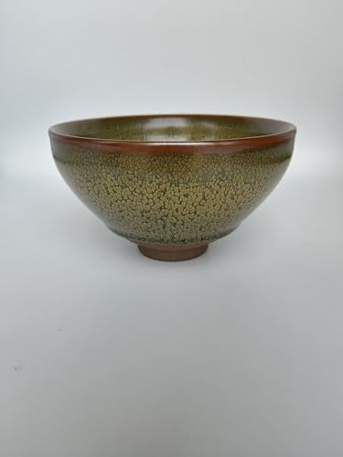 Apingjenz Matcha Tea Bowl, Tenmoku Green Partridge Feature 11.5oz, Kiln Change Jian Ware Chinese Jianzhan, Matcha Tea Cup Ceremony, Authentic Porcelain Chawan