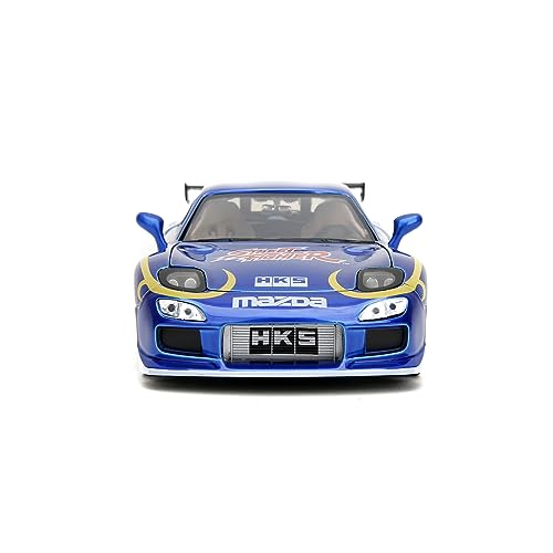 Jada Street Fighter 1:24 1993 Mazda RX-7 Die-Cast Car & 2.75" Chun-Li Figure, Toys for Kids and Adults, Blau, 20 cm (coche) - Image 2