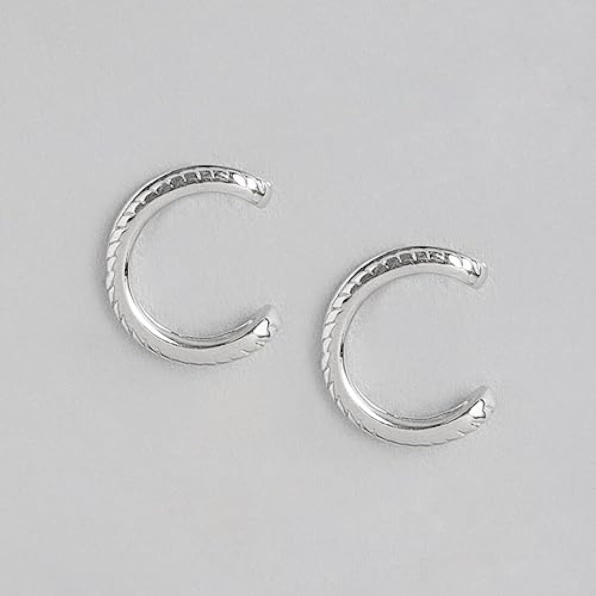 925 Silver Rhodium Plated Pair Earcuff with 925 Hallmark