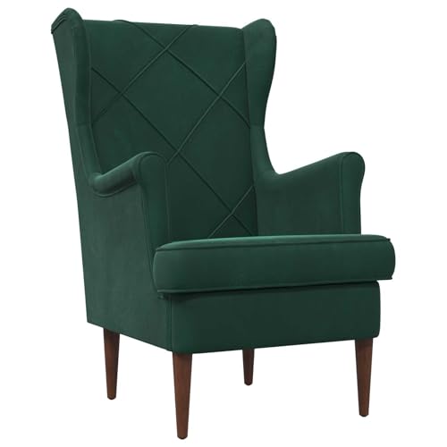 Vorpalize Sillón de terciopelo verde oscuro con marco de metal y patas de madera, 65 x 79 x 100 cm, acogedor sillón para salón, salón, exterior, jardín, sillón de relax