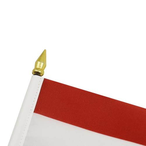Image of AZ FLAG - Netherlands Table Flag 4'' x 6'' - Dutch Mini Desk Flag 100% Polyester 15 x 10 cm - Office Banner with 10'' Pole - Golden Spear