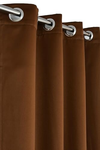 Image of 100% True Blackout Curtains 7 Feet, Set of 1 Panels | 300 GSM Heavy Room Darkening Polyester Cloth for Bedroom & Living Room | Thermal Insulated Heat & Noise Reducing (84x47 Inch, Brown) | 100% Room Darkening Thermal Insulated Heat & Noise Reducing Curtains 7 feet long