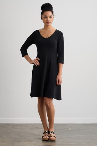 Image of Fair Indigo Women's 100% Organic Pima Cotton Half Sleeve V-Neck Dress